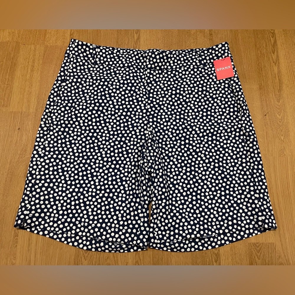 SPANX Sunshine Short 10” Bermuda Navy Painted Dot Size XL